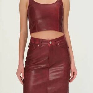NWT DL1961 Burgundy Leather Skirt and matching tank size S (sold as set only)